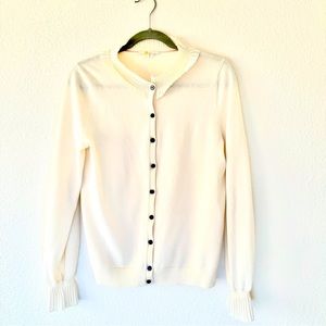 Boden Frederica Pointelle Cardigan, Ivory, Size US 8 (UK 12), Cotton/Wool Blend